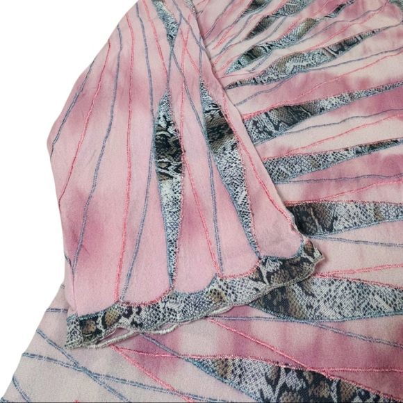 Obstinee By Ika size 12 unique pink & grey zip up shirt with lace & 3/4 sleeves - Picture 9 of 16